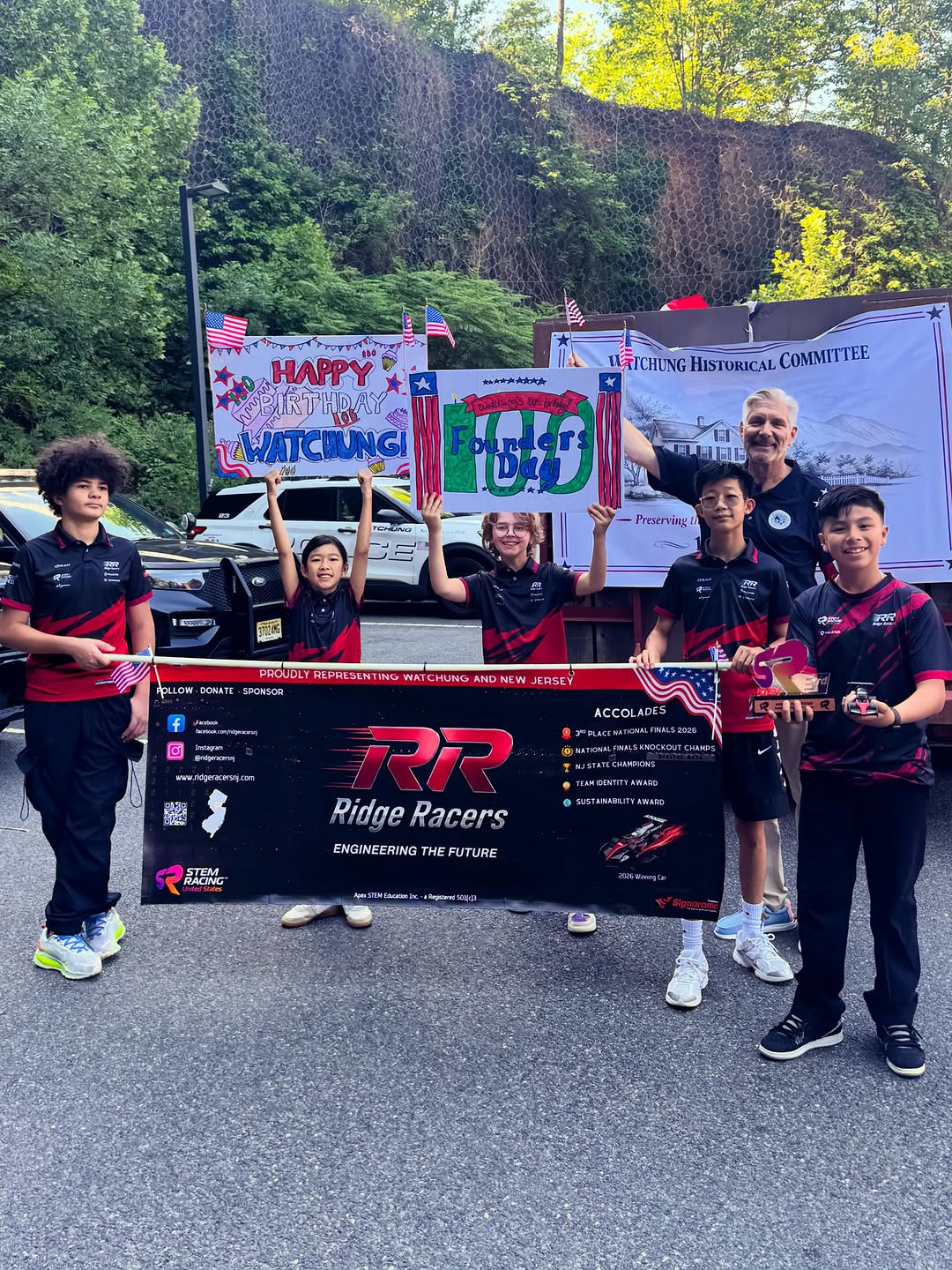 Ridge Racers NJ at Watchung Founder's Day Parade on Valley Road